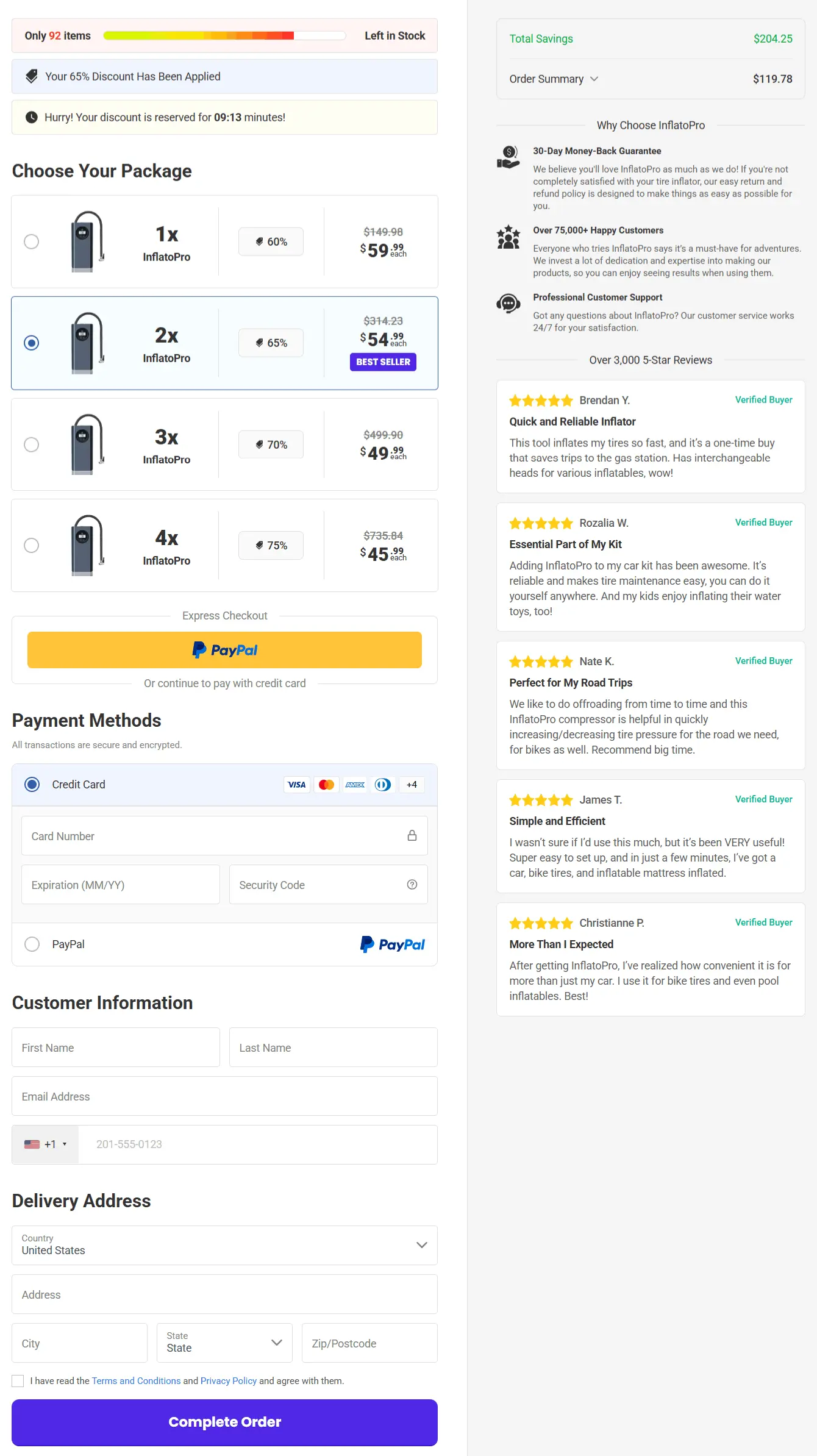 inflatopro tyre secure checkout page